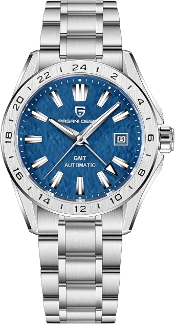 Pagani Design Men's GMT Automatic Watch Mechanical Sapphire Glass Fixed Bezel 100 Meters Waterproof Stainless Steel Luminous Sport Men's Watch