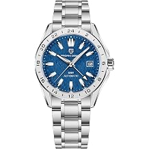 SUZAKU Pagani Design Mens Automatic GMT Mechanical Watch Sapphire Crystal Fixed Bezel Water Resistant 100m Stainless Steel Luminous Sports Mens Watch