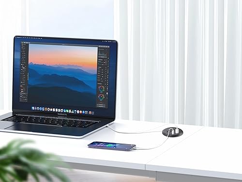 Miniatura 5 de Jgstkcity Ojal de alimentación de escritorio USB C de 30 W, ojal de orificio de escritorio de 3 pulgadas, toma de corriente empotrada para