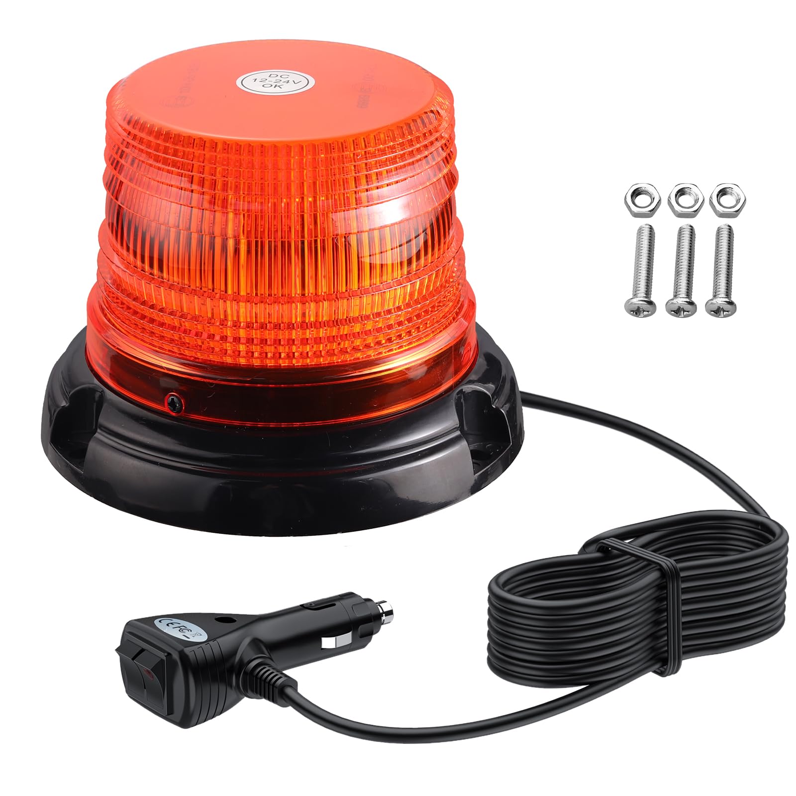 48 LEDs Batería Luz LED Estroboscópica, 12/24V Luz LED Estroboscópica Rotativo con Magnético, 7 Modos con 5 Metros Cable para el Coche Carretilla Elevadora Tractor Carrito de Golf Remolque