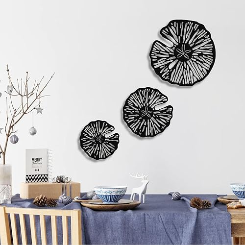 Miniatura 4 de Fayholy Arte de pared de metal, decoración geométrica de dólar de arena, arte geométrico de pared de metal, decoración de pared de metal, 3 piezas