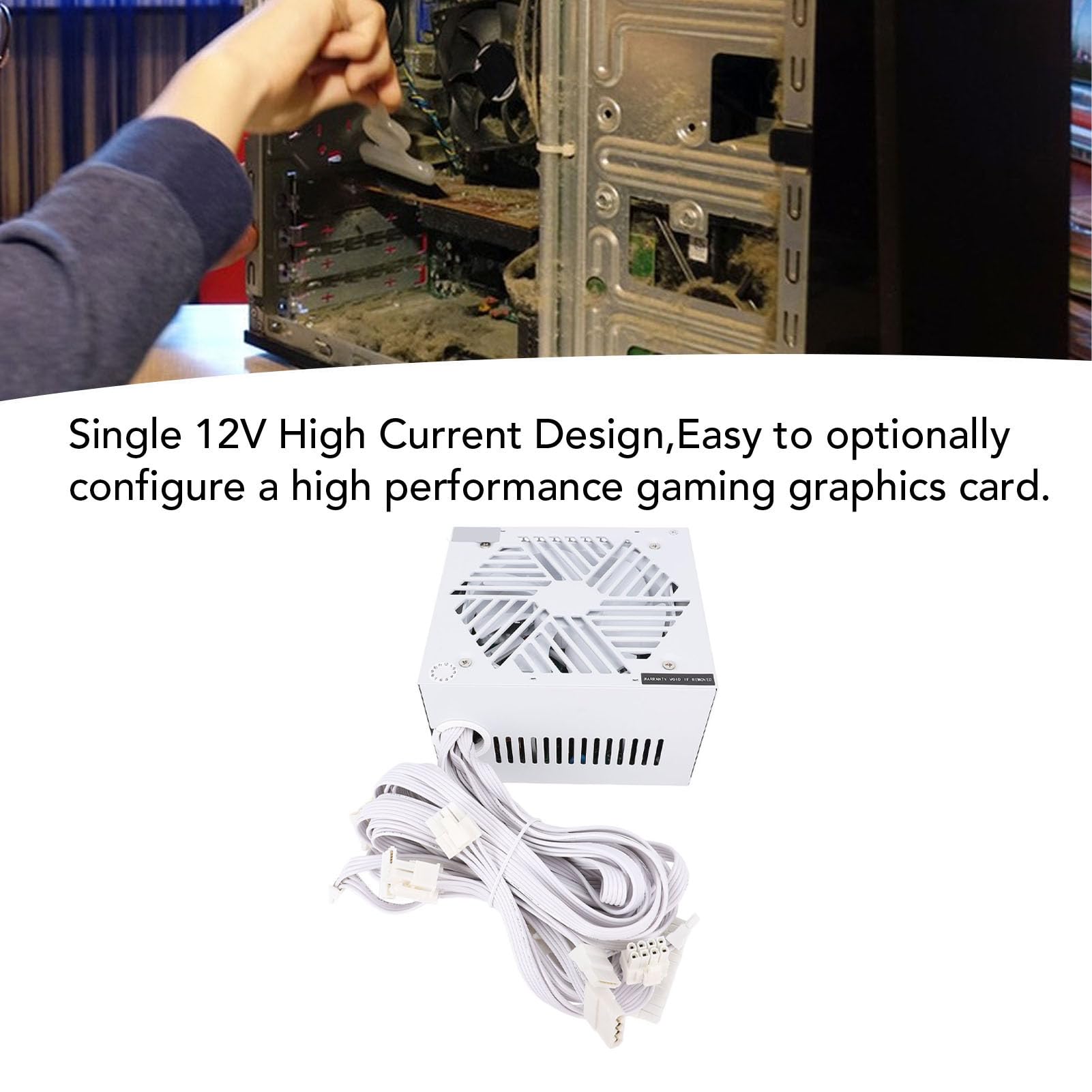 Zasilacz ATX 600 W Modułowy Zasilacz Komputerowy z inteligentną kontrolą Temperatury i Wieloma ochroną Bezpieczeństwa do Gier i obliczeń