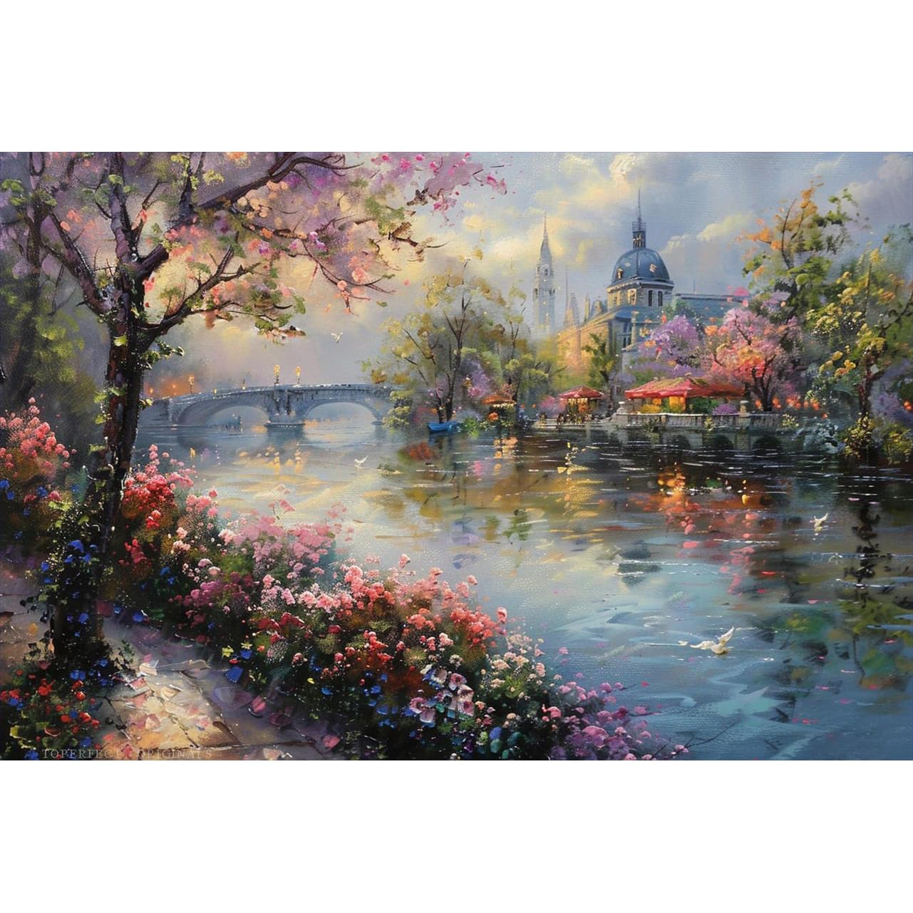 絵画 原画 風景画 肉筆 キャンバス F4 『天の川と夏の花』