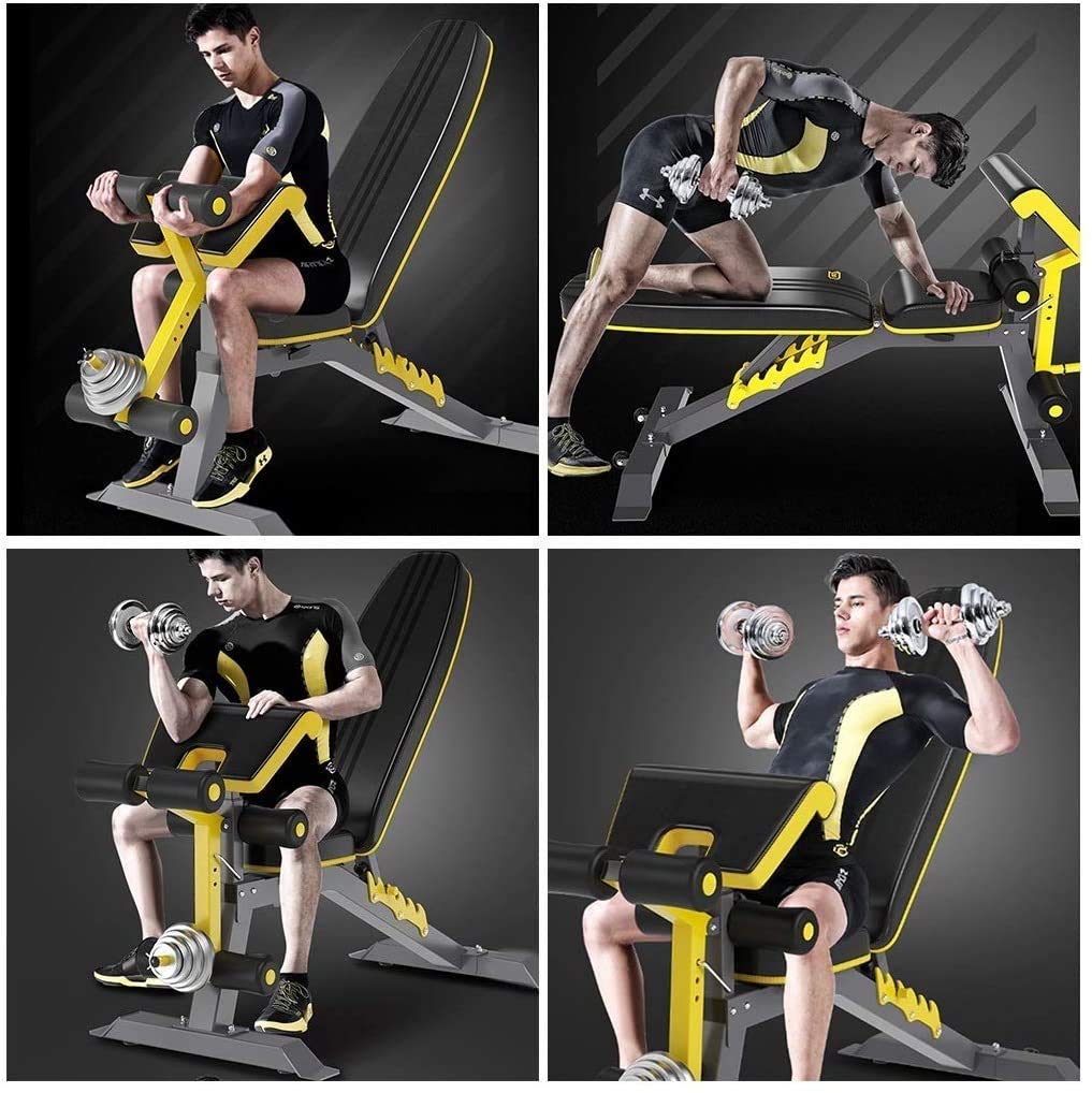 Panche regolabili Manubrio Panca con bilanciere Sollevamento pesi, panche pesi per allenamento in palestra a casa Panca regolabile per allenamento con inclinazione e declino, utilità di dimensioni