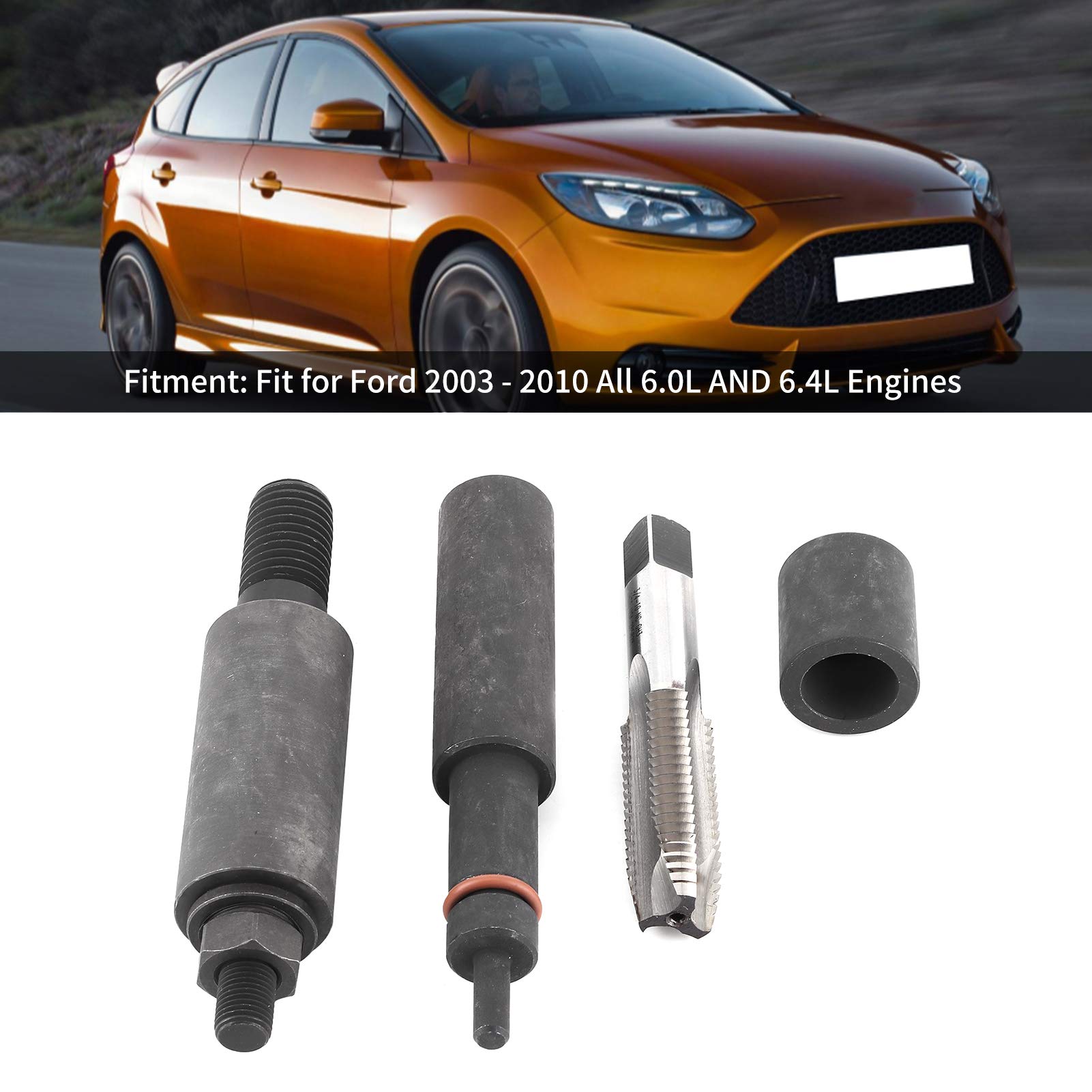 Tbest Kit de Instalación de Removedor de Manga de Inyector, 4 Piezas, Apto para Motores Diésel 6.0L 6.4L 2003-2010 con Grifo Separado y Junta Tórica