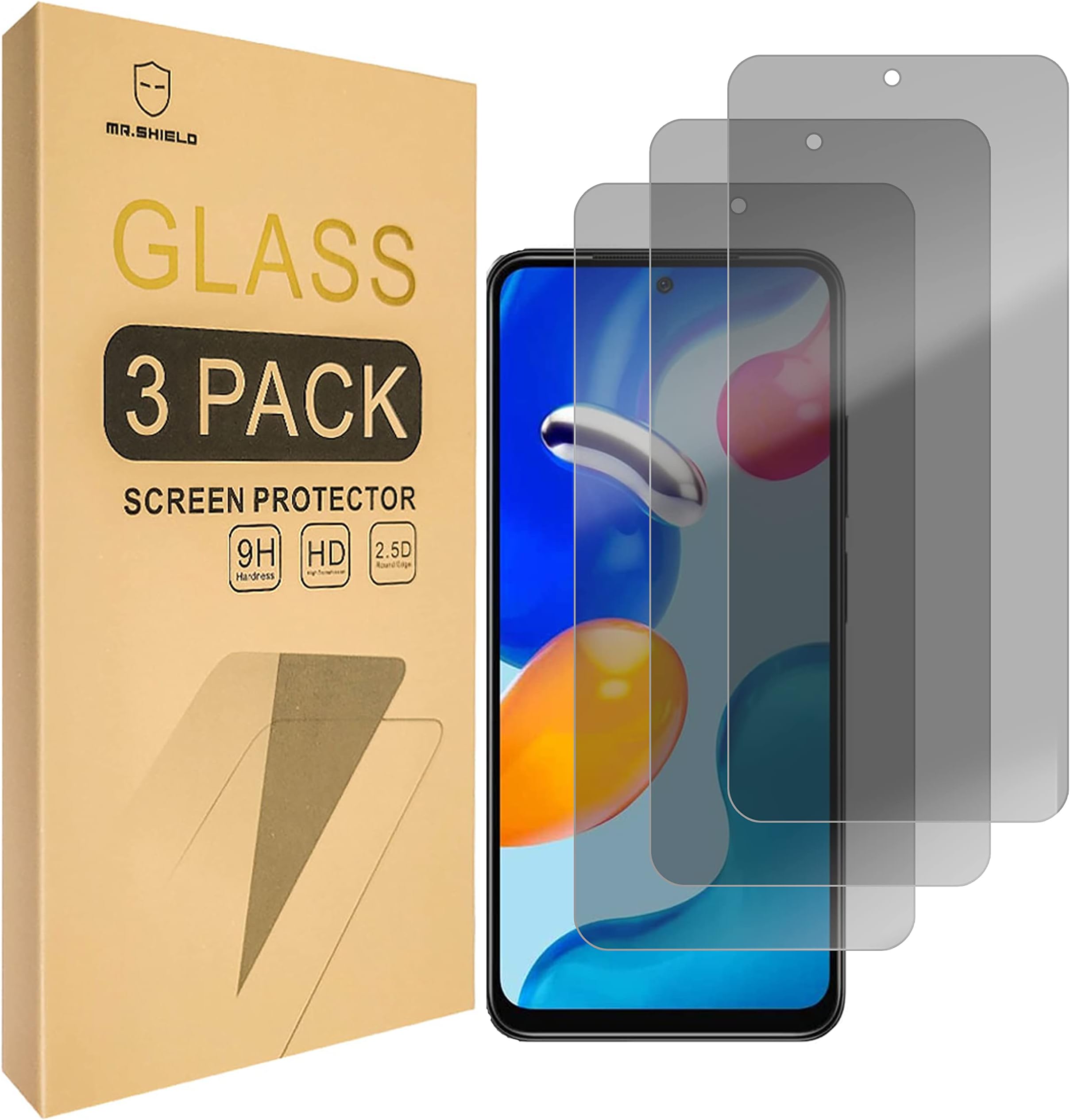 Mr.Shield Privacy [3-Pack] Screen Protector For Xiaomi (Redmi Note 11/11S 4G) 6.43 Inch [NOT Fit For 5G Version] [Tempered Glass] [Anti Spy] Screen Protector