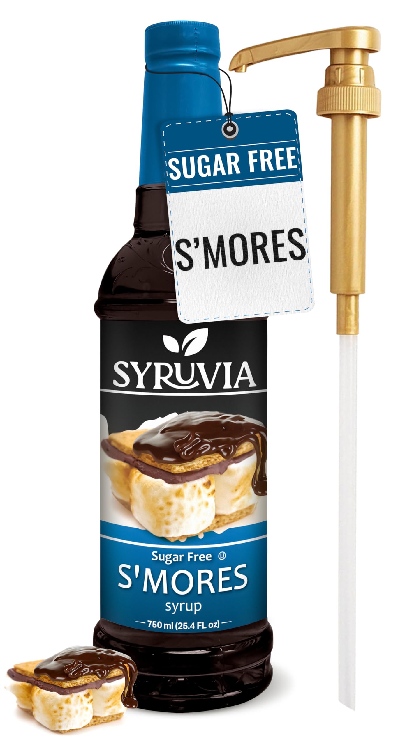 Sugar Free Coffee Syrup, S'mores Flavored Syrup for Drinks, Lattes, and Desserts – 25.4 fl oz, With Pump