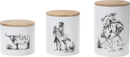 Paseo Road by HiEnd Accents Ranch Life Western - Juego de 3 recipientes de cocina para encimera juego de 3 recipientes de cocina para encimera