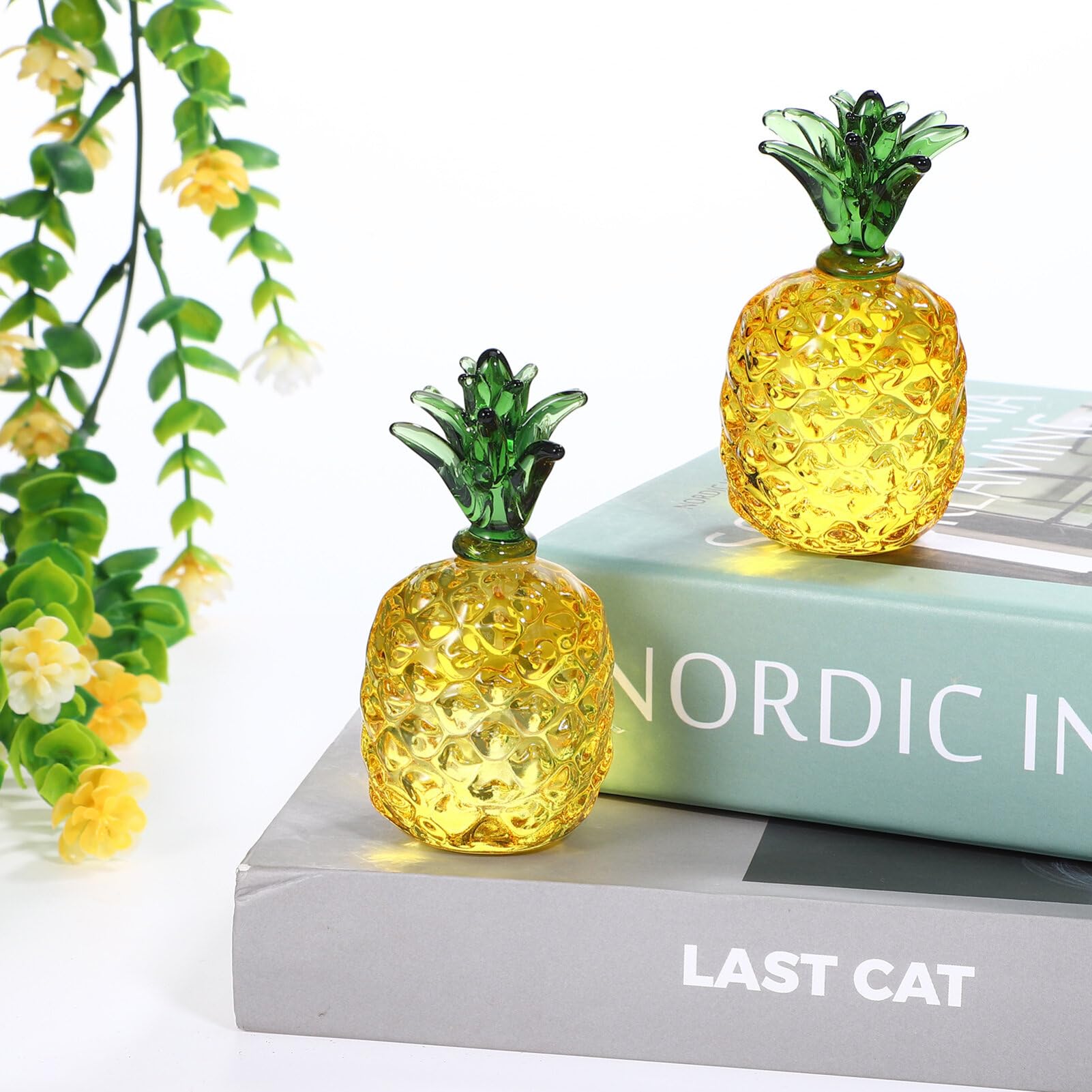 Cabilock Ananas Dekoration Kristall Handgefertigt Bergkristall Quarz Künstliche Früchte Tischdeko Kompakt Für Zuhause Büro Party 8.2X4.3X8.2 cm