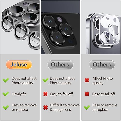 Miniatura 79 de Paquete de 3 x 2 protectores de lente de cámara Jeluse para iPhone 14 Pro Max para iPhone 14 Pro, cubierta protectora de pantalla de vidrio templado