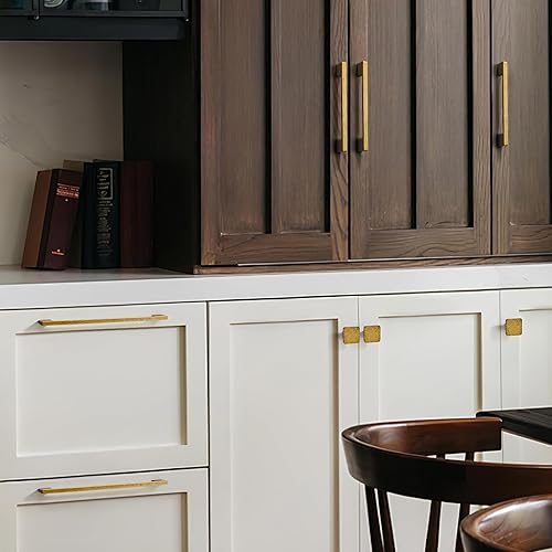 Miniatura 5 de TUNNY Paquete de 5 manijas clásicas de gabinete, 1010.079 in de distancia entre tornillos, manijas de muebles de oro cepillado para armarios de