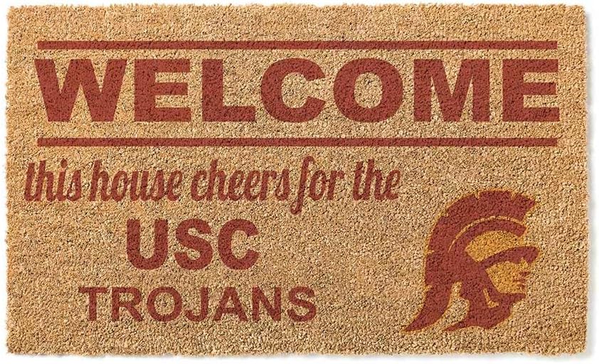 KH Sports Fan USC Trojans Welcome Coir Doormat, 18x30 Inches, Trojans Outdoor Rug; Display Your Team Spirit with This Unique Southern California Trojans Doormat