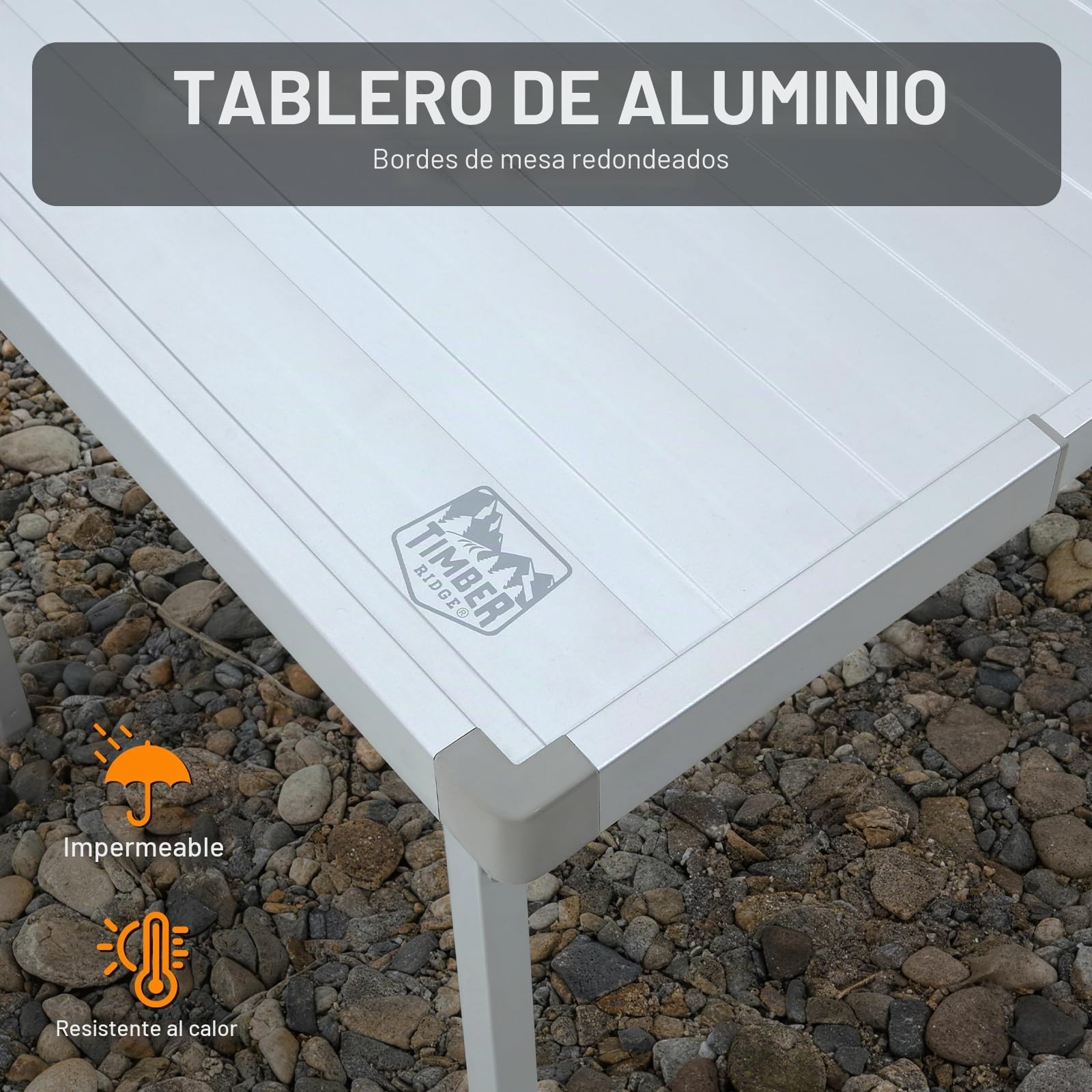 TIMBER RIDGE Mesa de camping plegable, altura ajustable, mesa plegable portátil para picnic, cocina, jardín, senderismo, viajes, 94 x 70 cm