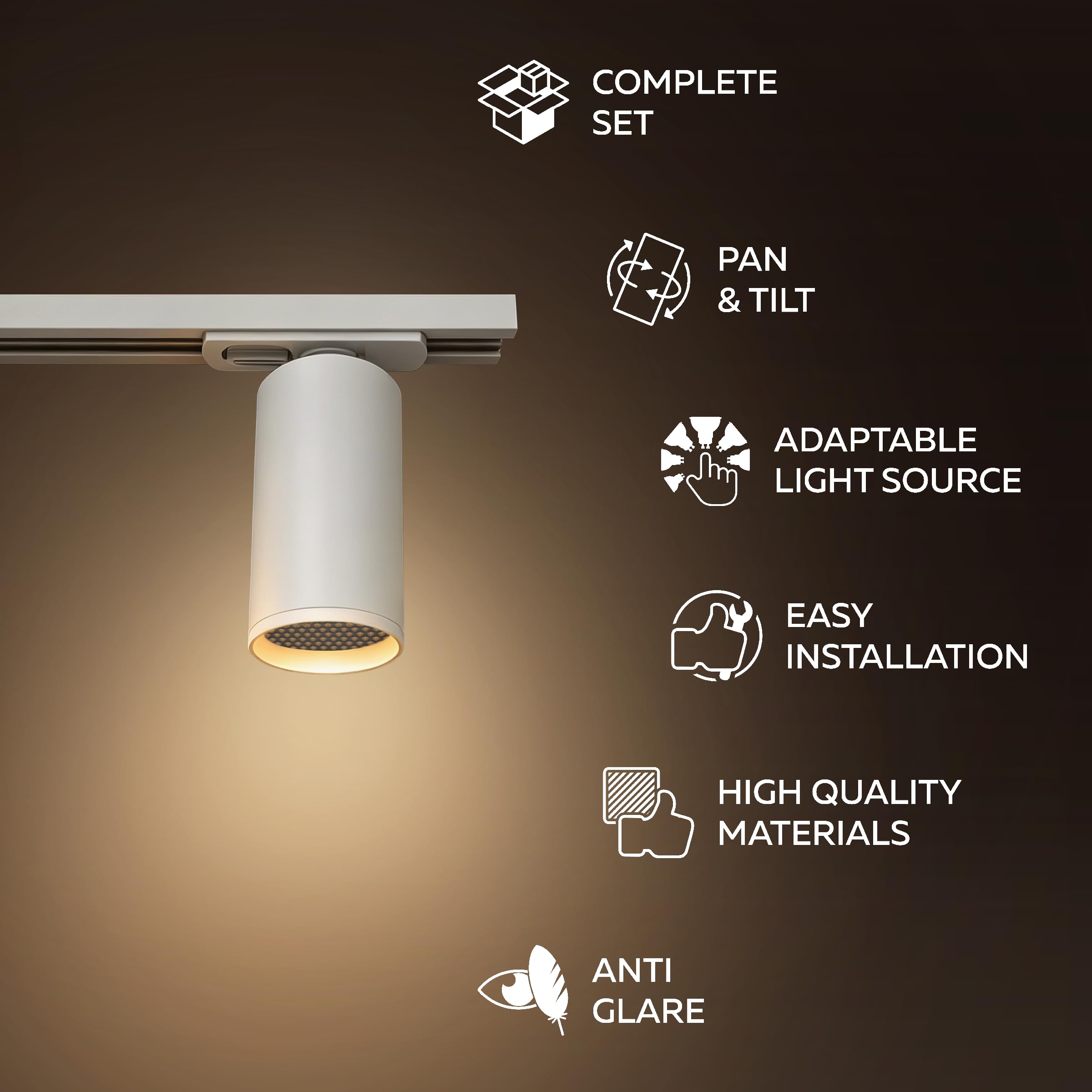 CALEX Sistema de carril LED, 2 m con 4 focos GU10 orientables, color Blanco, lámpara de techo moderna