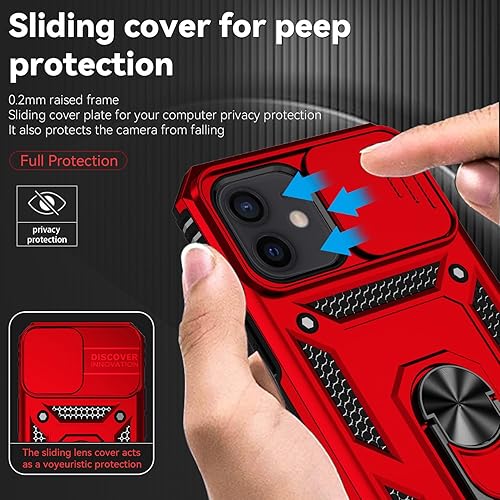 Miniatura 9 de Funda para iPhone 12, iPhone 12 Pro, con protector de pantalla y funda para cámara, grado militar 16 pies. Funda protectora a prueba de caídas con