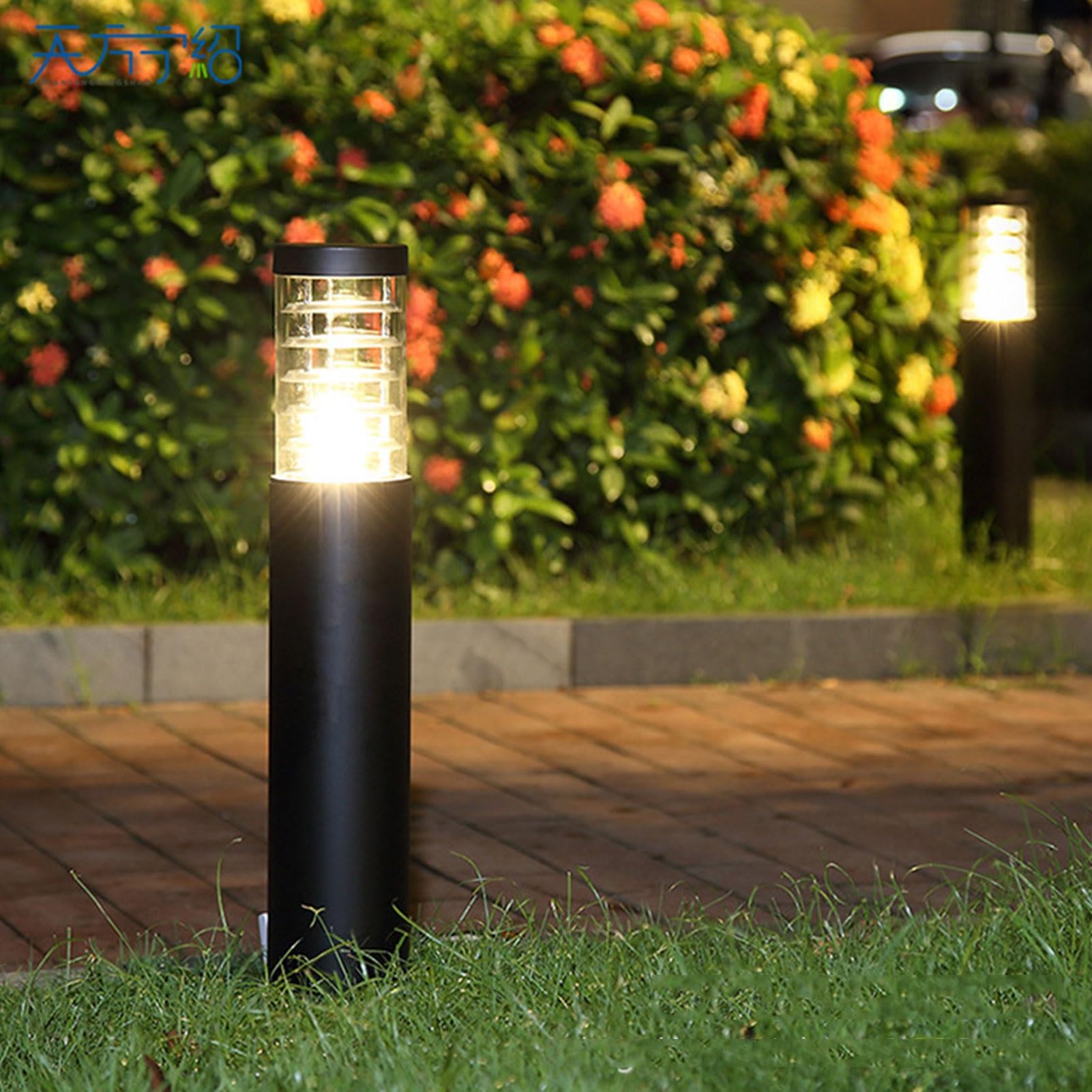 Farol Pie Sobremuro Exterior Lámpara de poste industrial cilíndrica Lámpara de Columna de Aluminio IP55 Impermeable Exterior Patio Jardín Pilar Luz for Patio Patio Sendero Paisaje Calle Linterna(Size: