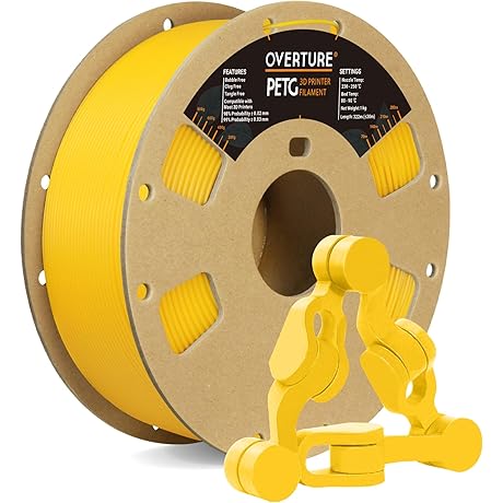 OVERTURE Yellow PETG Filament 1.75mm, Dimensional Accuracy +/- 0.02mm