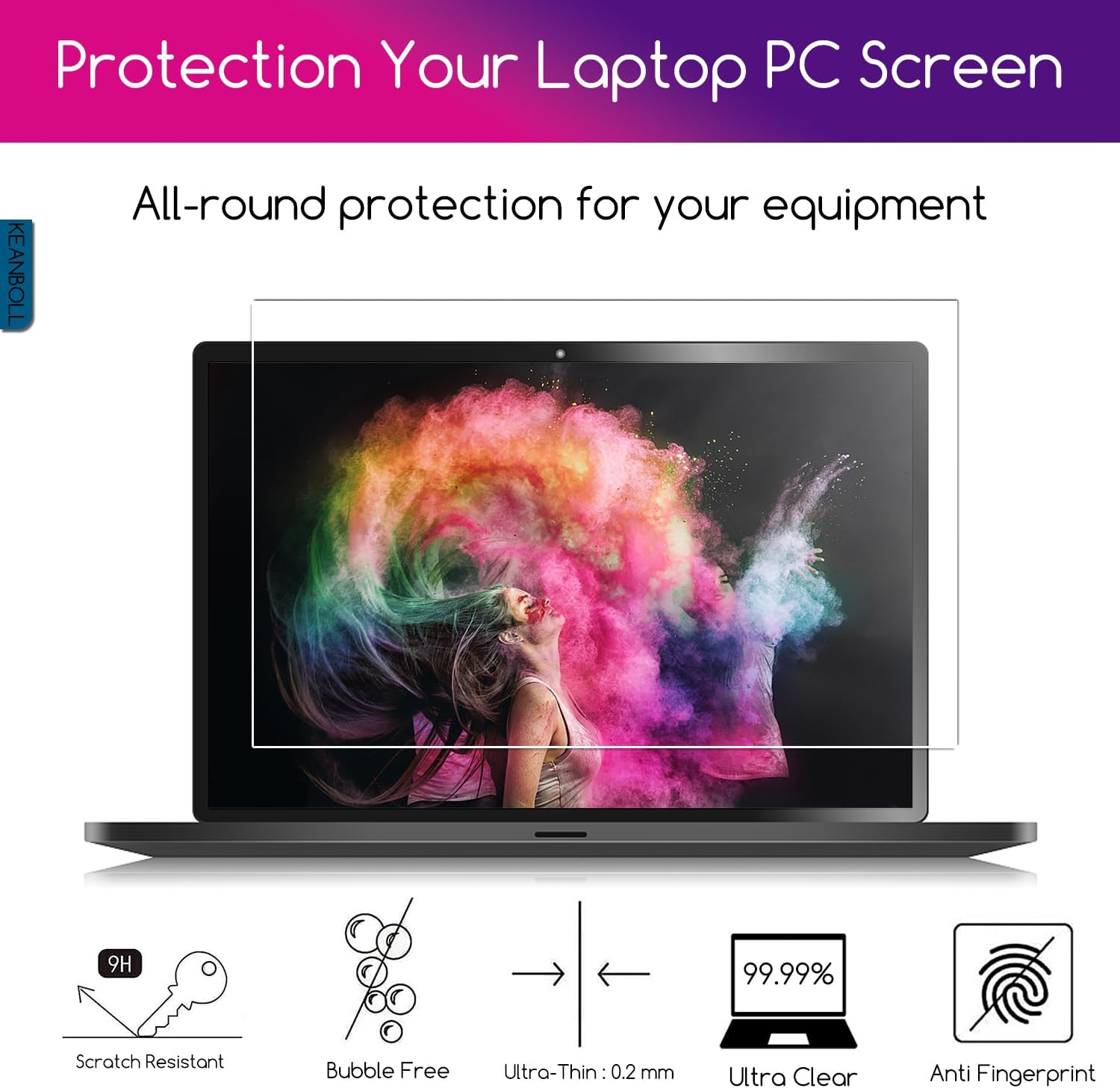 16" Tempered Glass Laptop Screen Protector for 16-inch 16:10 Aspect Ratio Screen HP/Dell/Lenovo/Asus/Acer/Samsung/Sony/MSI/LG/jumper/Razer Blade 16 inch Laptop.9H Hardness, Anti Scratch, Bubble Free - Image 3