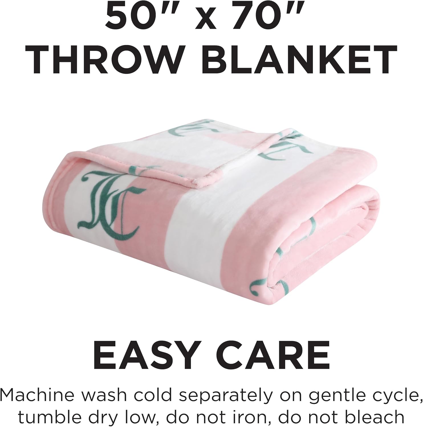 Juicy Couture Cabana Plush Pink Striped 50"X70" Fuzzy Throw Blanket - Luxurious Microfiber Plush Blanket for Ultimate Comfort and Cozy Warmth - Image 2