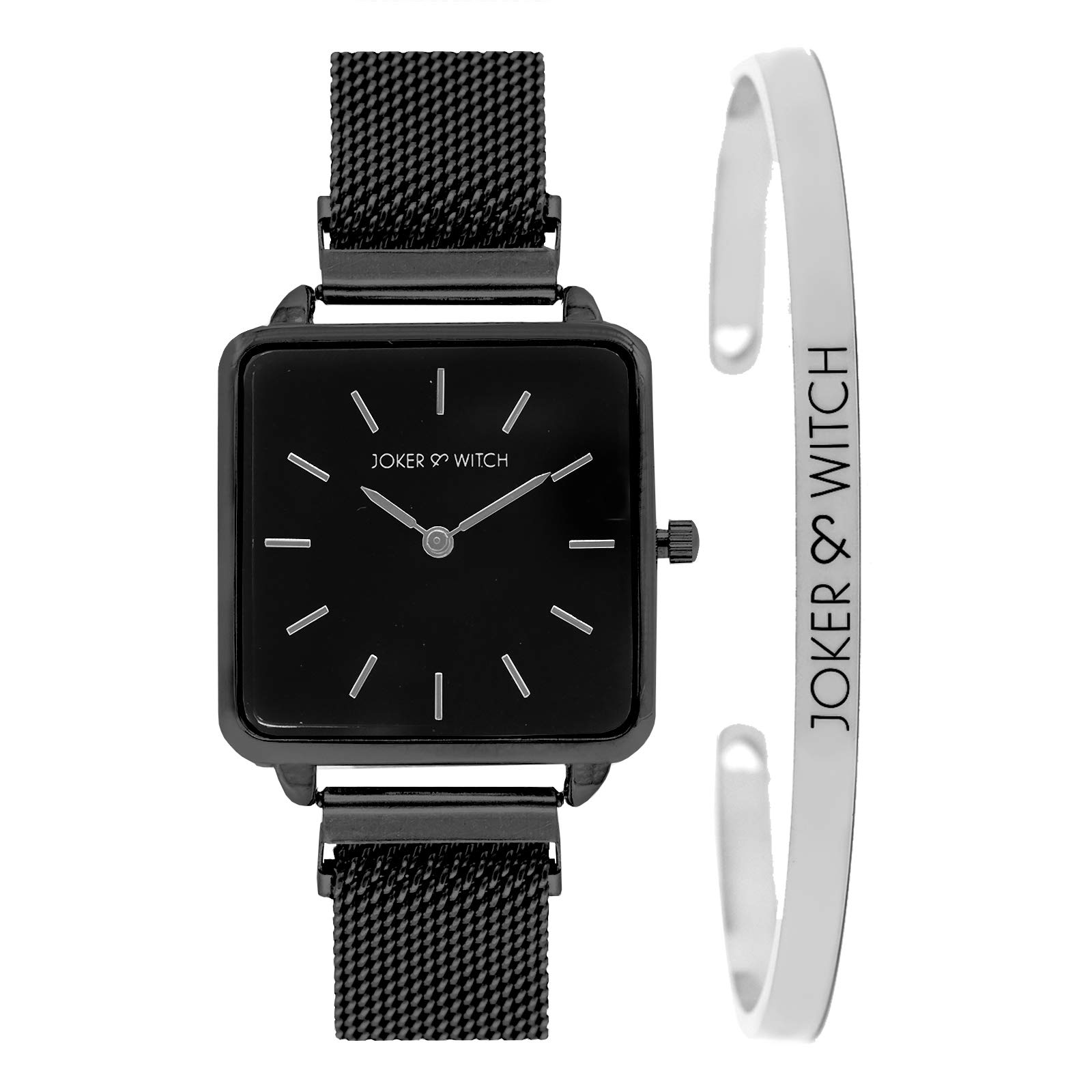 Joker & Witch Stainless Steel Charcoal Black Dial Magnetic Analogue Watch Bracelet Gift Set For Women, Black Band (B08B3T48XM) Amazon Price History, Amazon Price Tracker