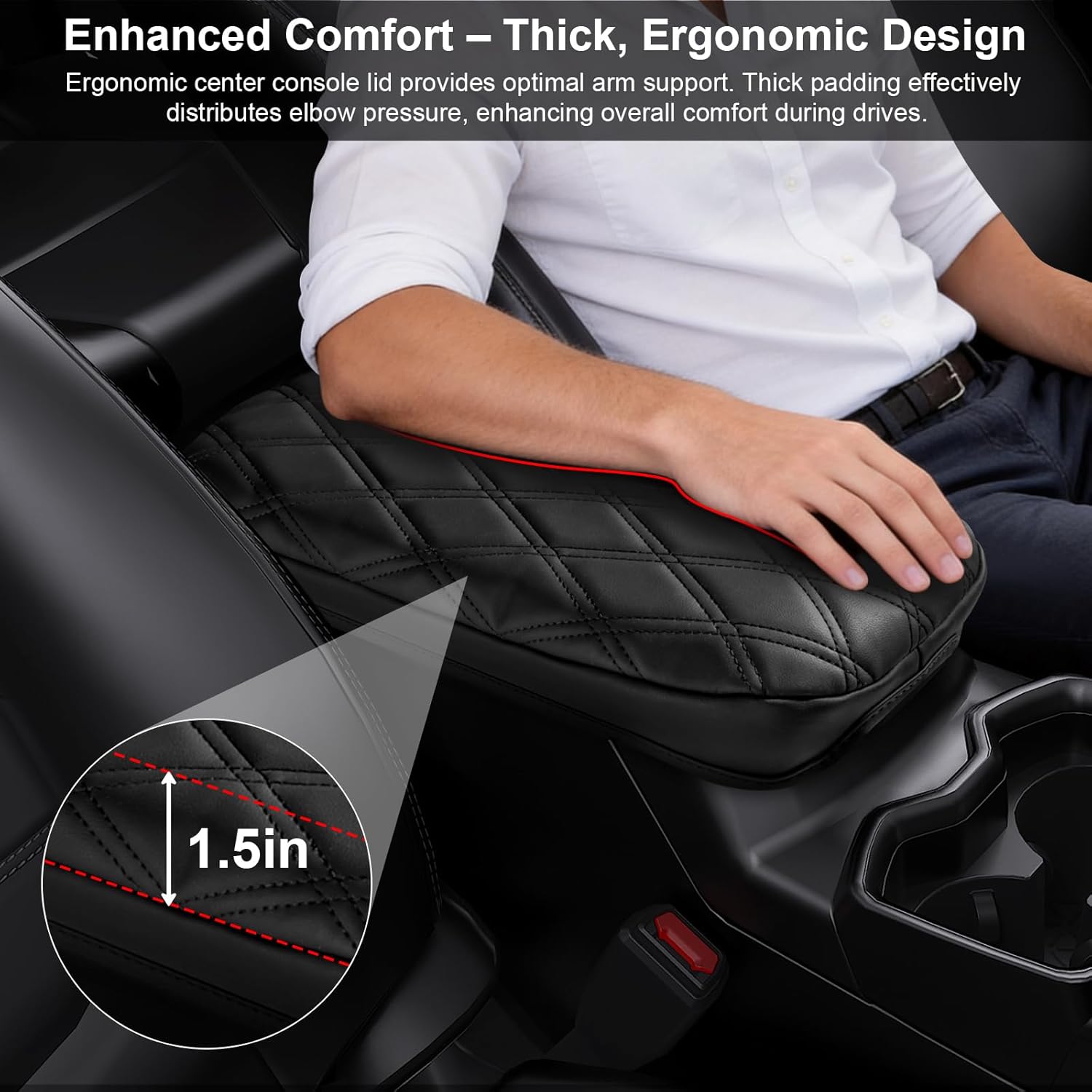 DIAMOOKY Upgraded Center Console Armrest Cover for Toyota RAV4 2025 2024 2023 2022 2021-2019 Accessories, Rav 4 Thickened Leather Middle Console Lid Cover, Arm Rest Pad Protector for Elbow Support