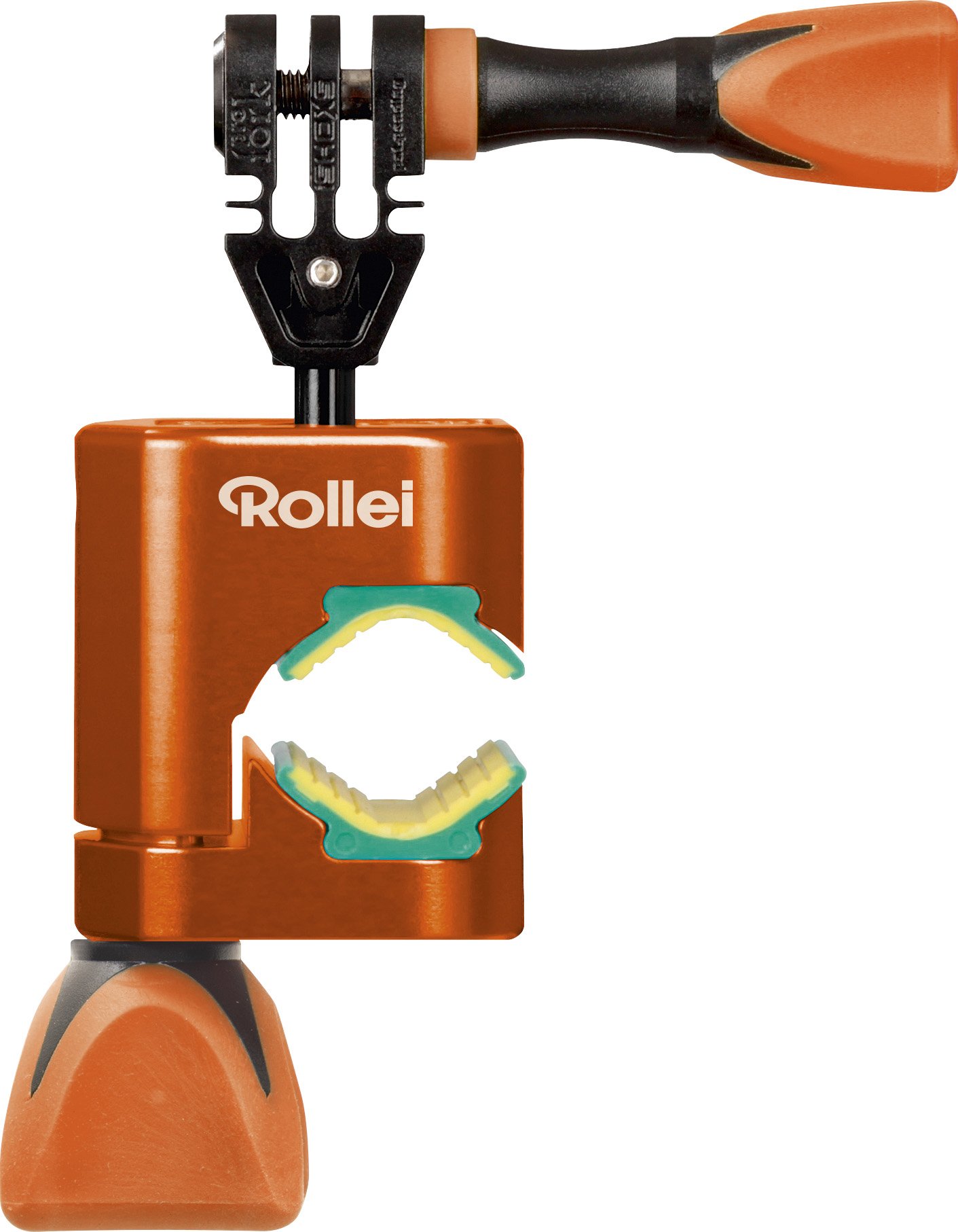 Rollei Cero Bicycle Mount - Professional Mounting System for Bikes - Suitable for Rollei Actioncams and GoPro - Orange