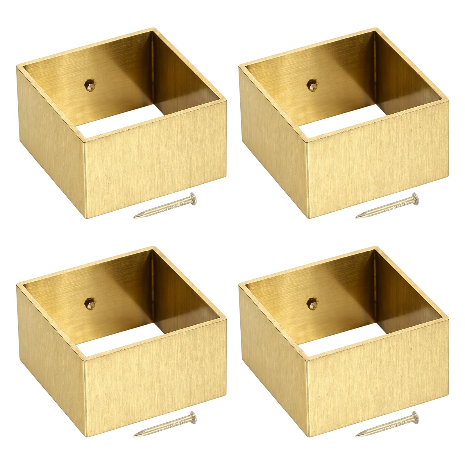 sourcing map 4Pcs Brass Furniture Foot Cover, 32x35x20mm Floor Protector