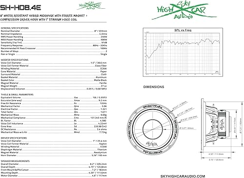 Miniatura 6 de New Sky High HD8.4E - Altavoz de audio coaxial híbrido de rango medio de 8 pulgadas, 500 vatios, 4 ohmios (individual)