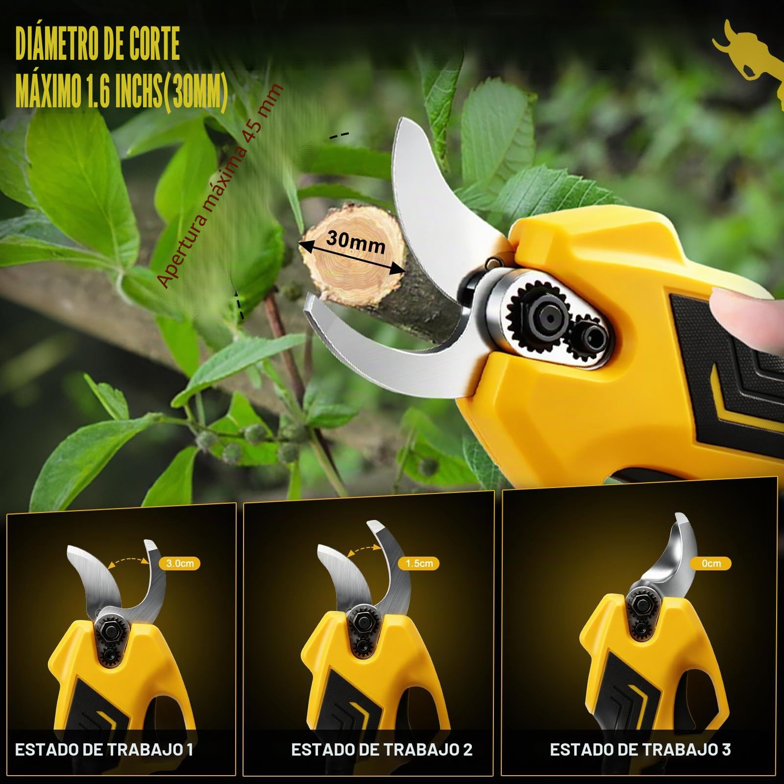 8 Pulgadas Mini Motosierra Telescopica & 28 mm Tijeras de Podar Eléctricas | para Dewalt 18 V, 20 V batería, 4 en 1 Kit de Herramientas de Jardín, Alcance Máximo Hasta 4,5 m