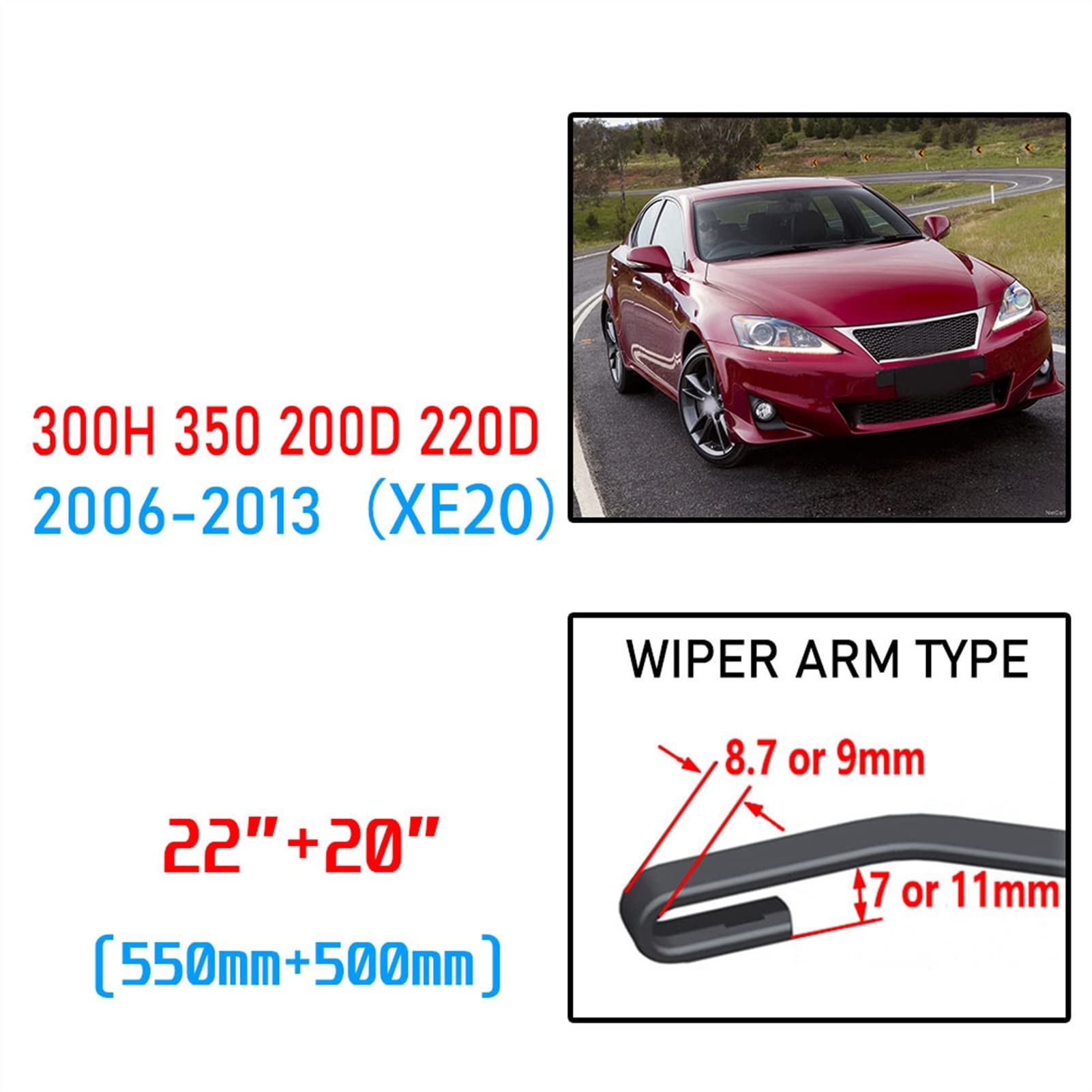HQ Automotive Set di spazzole tergicristallo anteriori senza telaio per