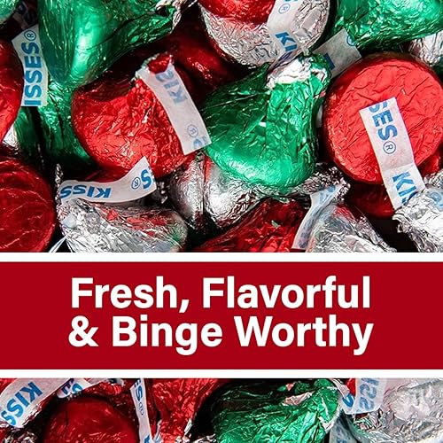 Miniatura 5 de Hershey's Christmas Kisses - Caramelos de chocolate para disfrutar de las vacaciones de invierno, chocolates a granel de dulces de Navidad envueltos