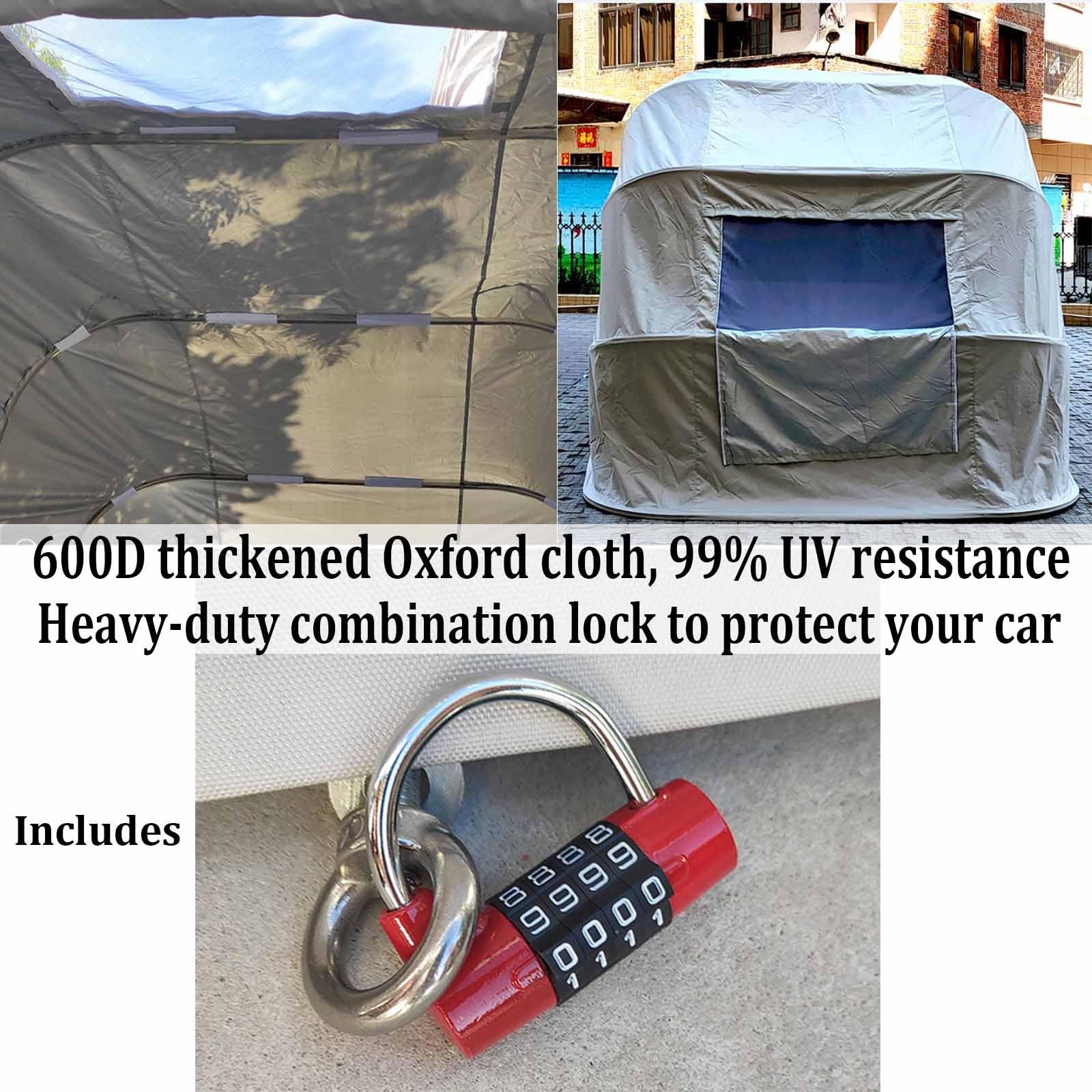 Tettoia per auto in metallo resistente, copertura per auto per tutte le stagioni, tettoia pieghevole in acciaio inossidabile, retrattile, garage in metallo portatile e durevole(6x2.7x2.5m)