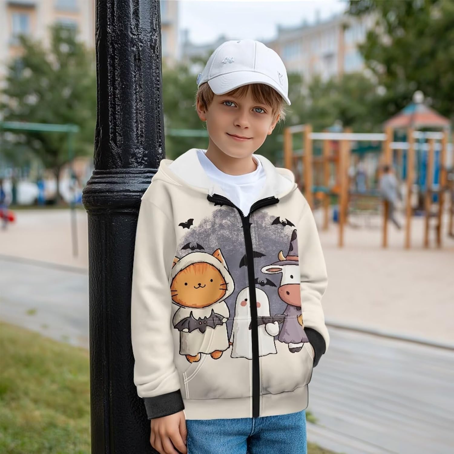 WELLFLYHOM Full Zipper Girls Graphic Hoodies 6-16 Fleece Lined Long Sleeve Sweatshirts Athletic Zip Up Kids Sweater Top
