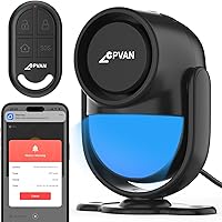 Vista 14 de CPVAN Alarma con sensor de movimiento fuerte de 125 dB con control remoto de 328 pies (detector PIR de 40 pies, baterías), detector de movimiento