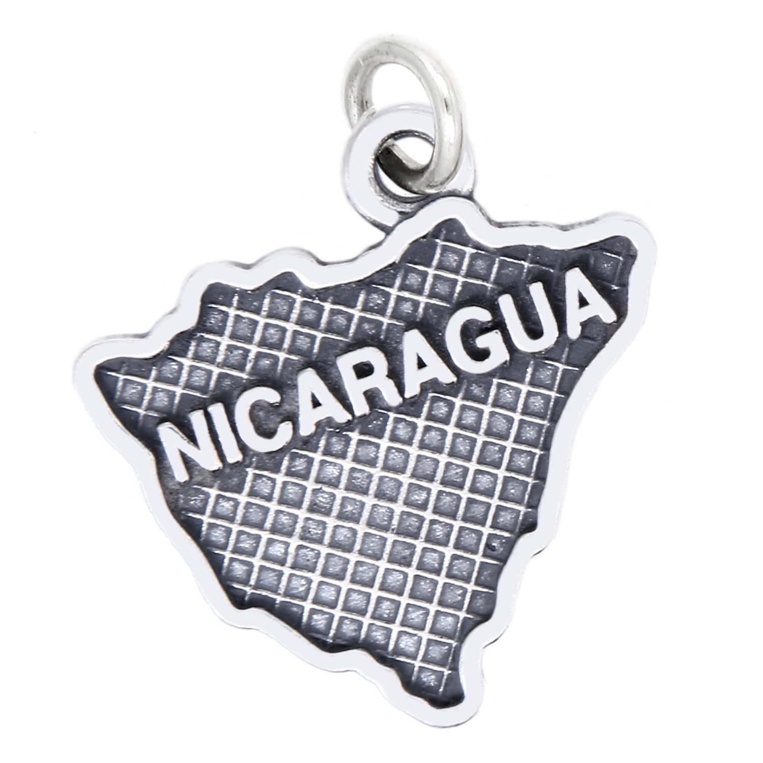 LGU Sterling Silver Oxidized Travel Map of Nicaragua Charm