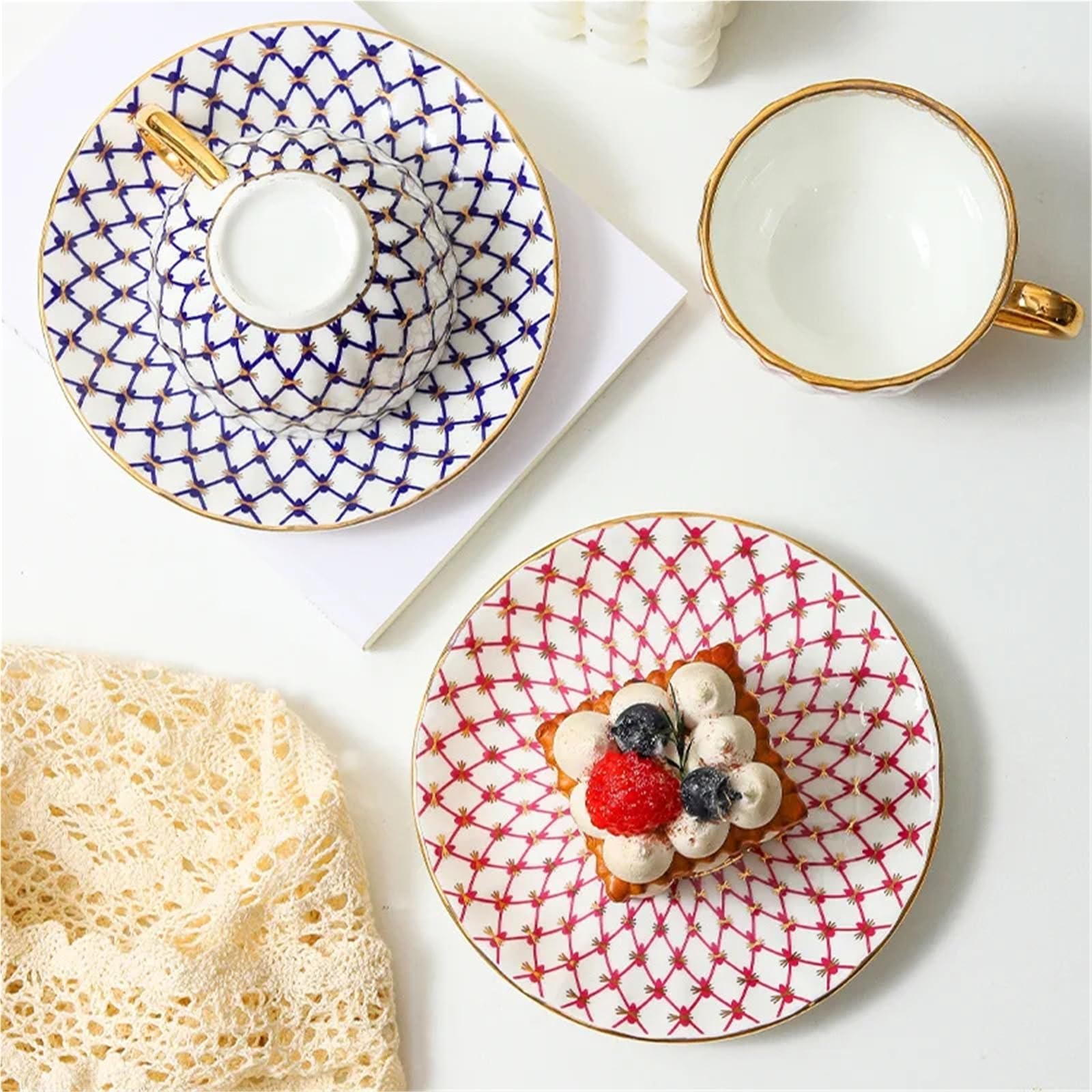 Tazza da caffè in ceramica stile nordico Bone China con manico in oro, per tè al latte di alta qualità, creativa, pomeriggio, nero (nero)