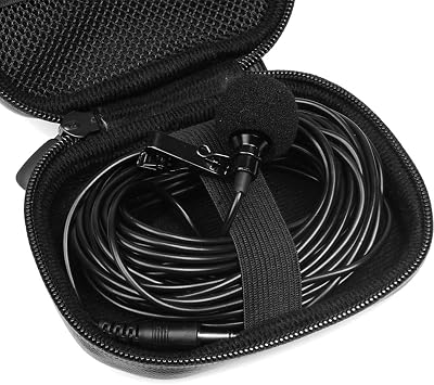 Protective Case for Shure MVL Omnidirectional Condenser Lavalier Microphone, RockDaMic, DGFAN CYJ2200, Rode Smartlav, Boostech, Maono AU-40E, mesh Pocket in lid and Elastics Strap in Base-(Case Only)