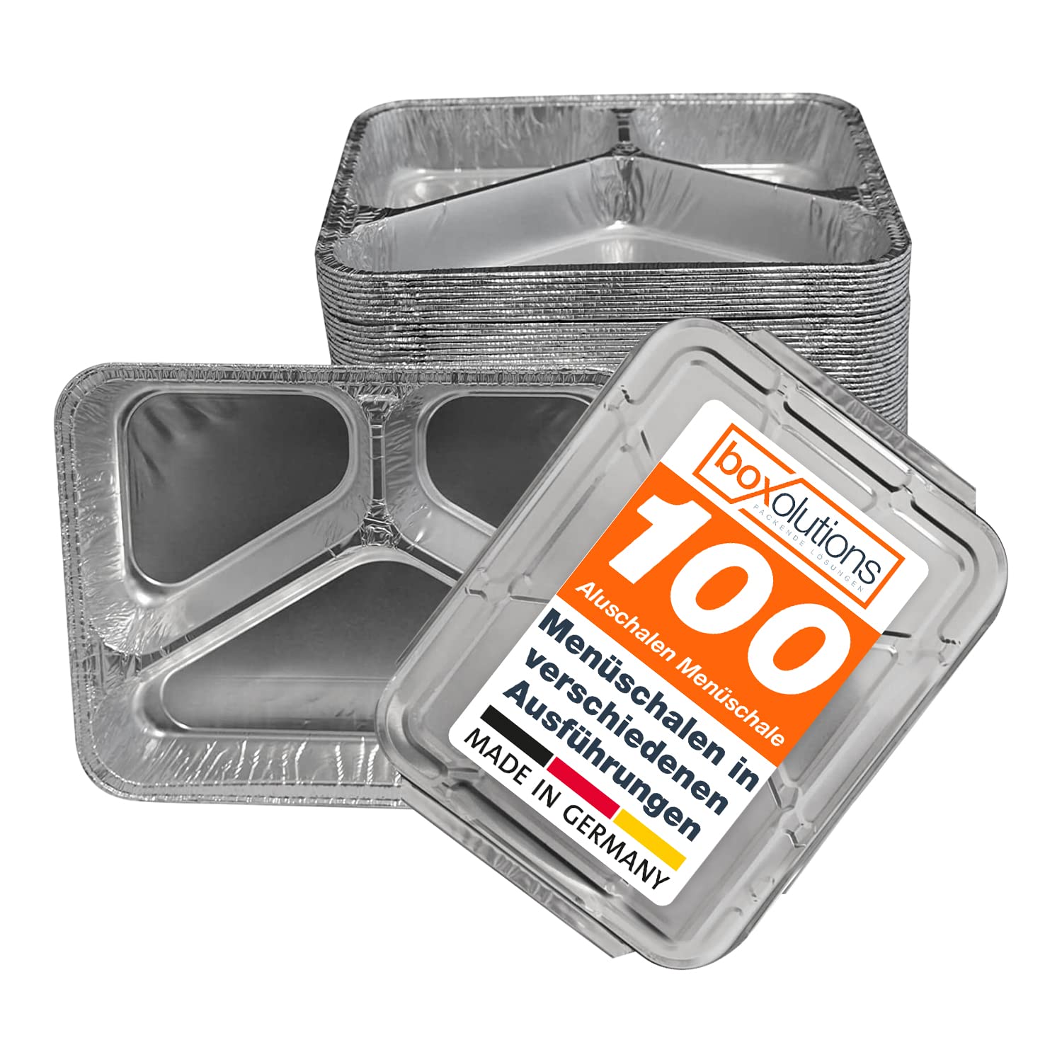 100 Aluschalen - Grillschalen in unterschiedlichen Ausführungen - Tropfschalen mit Deckel in Markenqualität - R881G + Deckel CR100G/HS