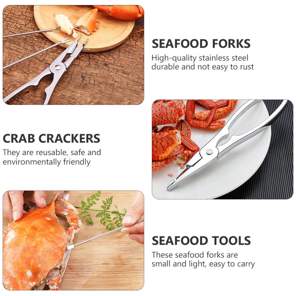 HEMOTON Kit Per Chele Di Granchio in Acciaio Inossidabile Set Di Pinze Per Crostacei E Forchette Ergonomiche Per Frutti Di Mare Adatto a Granchi Aragoste E Noci Facile Da Usare E Portatile