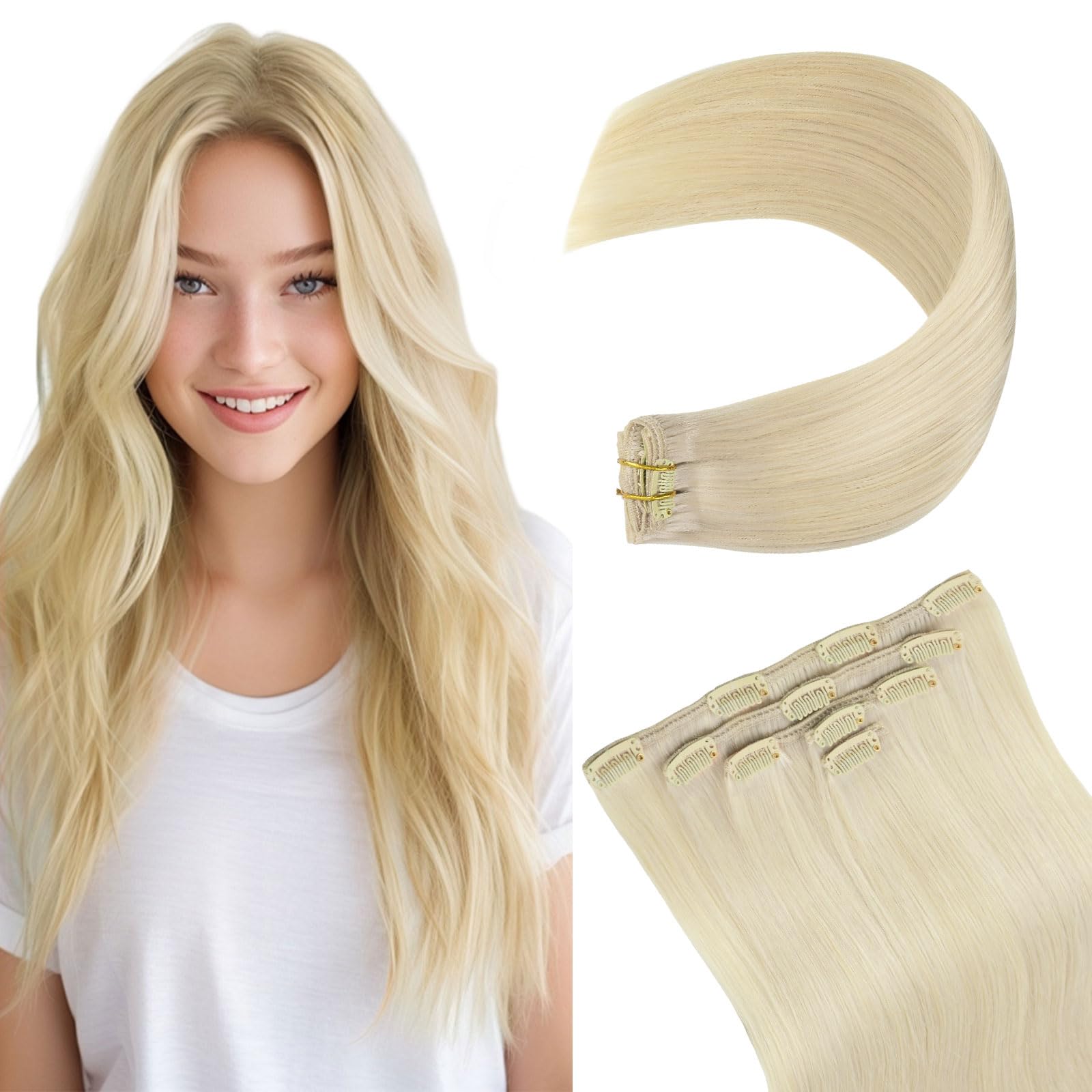 MEI YUAN LIN Real Human Hair Clip-In Hair Extensions