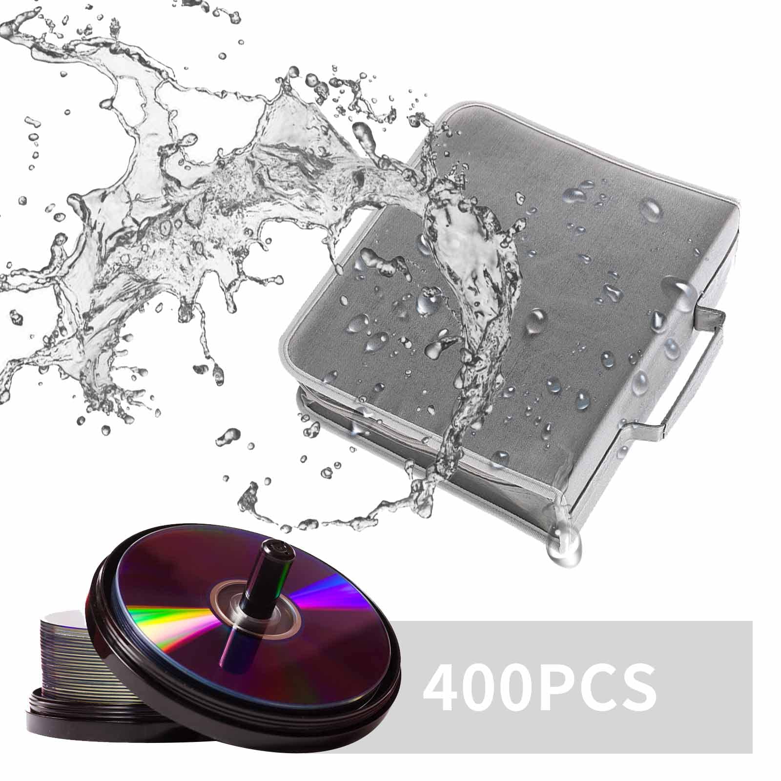 Etui na CD z uchwytem na DVD, 400 pojemnościami na DVD organizer, przenośny segregator na płyty CD, portfel na karty CD/DVD, miejsce do przechowywania, uchwyt (400 szary)