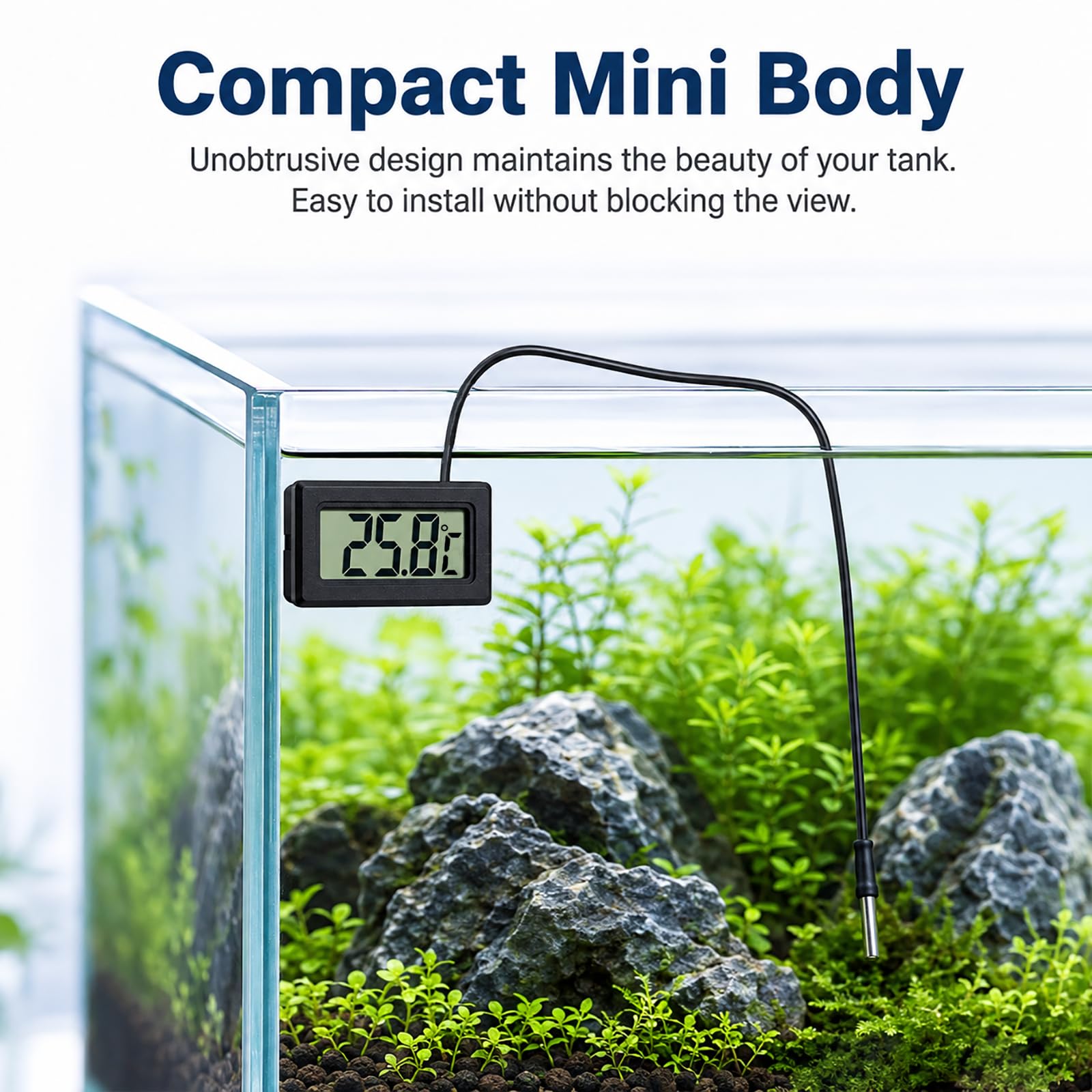 Digitales Thermometer mit externer Sonde, Temperaturfühler für Kühlschrank, LCD-Display, Bereich -50 °C bis +110 °C, Kabel 1 m, Batterien im Lieferumfang enthalten, Gefrierschrank, Aquarium, Bad, Auto