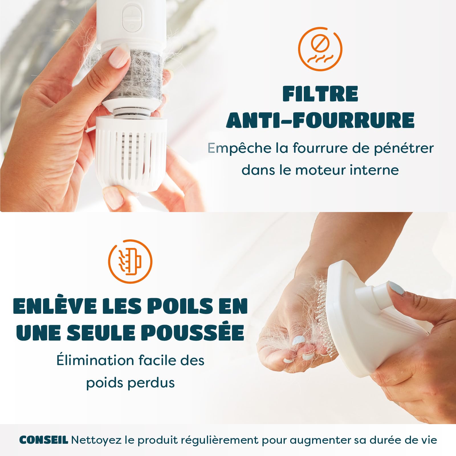 KUUBIA Séchoir 5 en 1 Pour Chien et Chat | Pulseur Avec Brosse Slicker | Sèche Poils Puissant 900 W | Portable, Silencieux, Ions Négatifs, NTC
