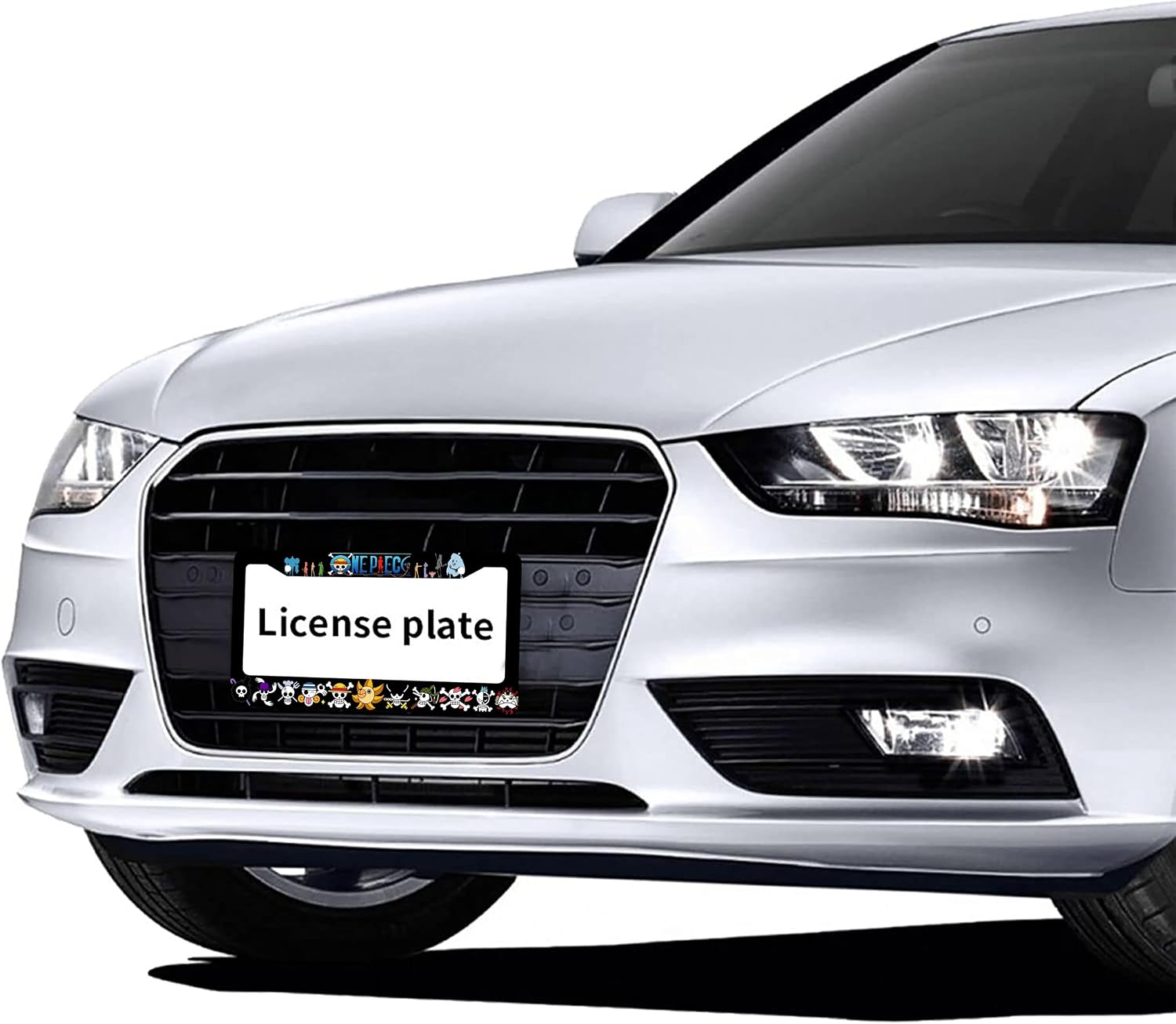 Anime License Plate Frame - 2 Pcs Set 2 Holes Metal Aluminum Auto Car Accessories Decoration License Plate Frame 12.2 x 6.3 inch