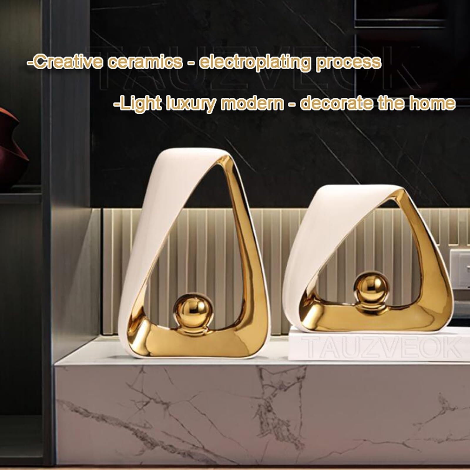 Regali per donna Scultura decorativa bianca astratta moderna Decorazione da scaffale(03 Black Gold)