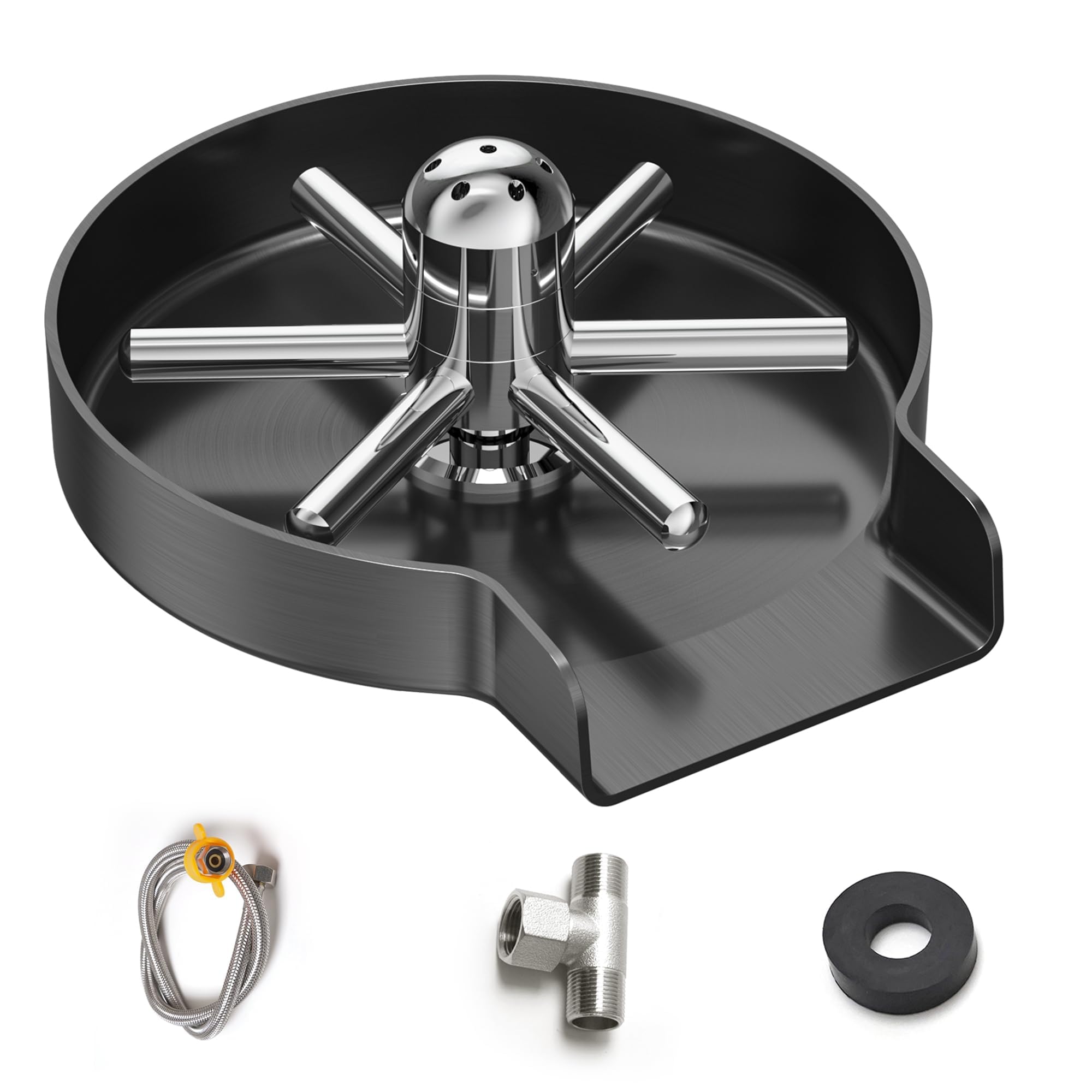 Vancoco G3/8", automatique, en acier inoxydable, pour évier de cuisine, nettoyant de tasses, laveur de bouteilles, pour bar, restaurant, biberon, café avec buses rotatives à 360° (gris)