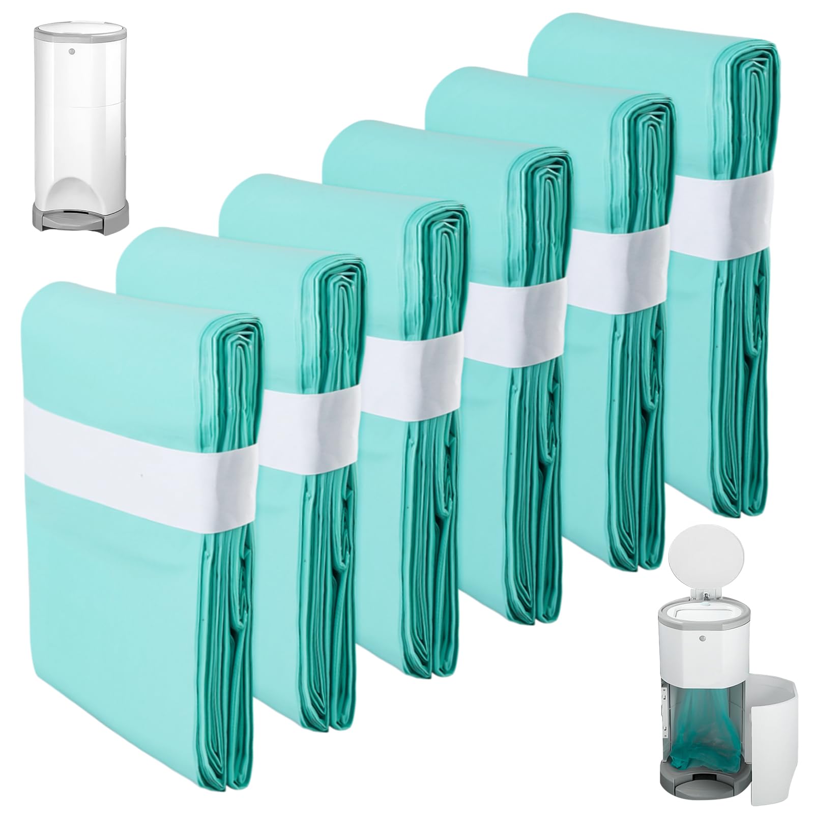 6 Stück Windeleimer Nachfüllfolie Kompatibel mit Korbell, 16L Nachfüllbeutel Nachfüllfolie Windeleimer Müllbeutel Windeltasche 10m lang Windelentsorgungsbeutel Geruchsdicht