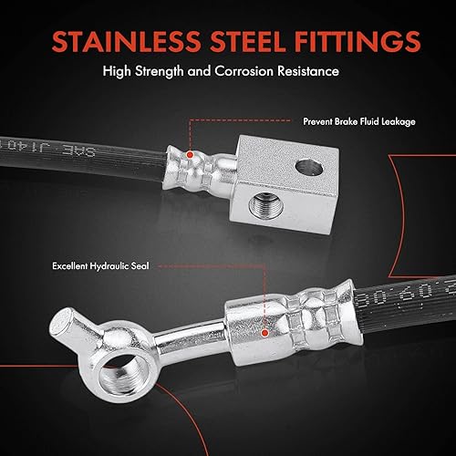 Miniatura 4 de A-Premium Manguera hidráulica de freno exterior del pasajero delantero compatible con modelos seleccionados Nissan e Infiniti - 370Z, EX35, EX37,