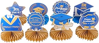 IMIKEYA 2022 Graduation Party Decorations, Class of 2022 Congrats Grad Honeycomb Centerpieces, Congratulate Graduation Table Toppers, for Graduation Party Favor Supplies