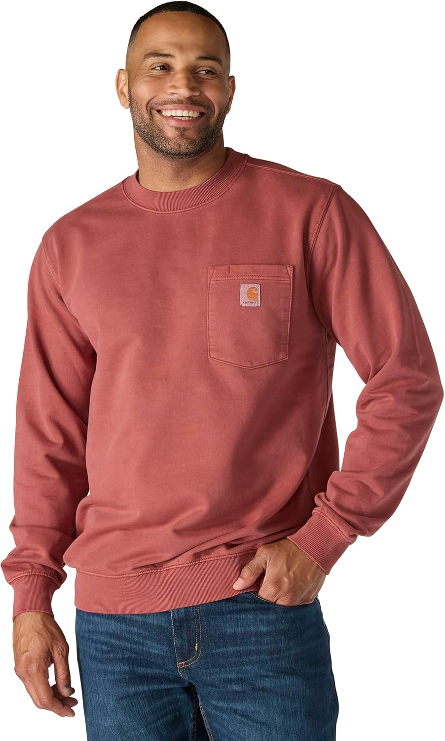 Carhartt mens Relaxed Fit Midweight Garment Dye French Terry Crewneck Pocket Sweatshirt